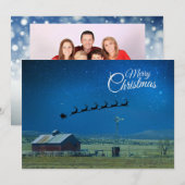 Western Ranch scene with Santa and Reindeer Feestdagenkaart (Voorkant / Achterkant)