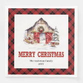 Western Ranch Style Buffalo Plaid Xmas Napkins Servet (Voorkant)