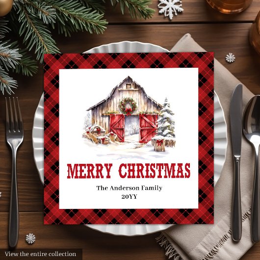 Western Ranch Style Buffalo Plaid Xmas Napkins Servet