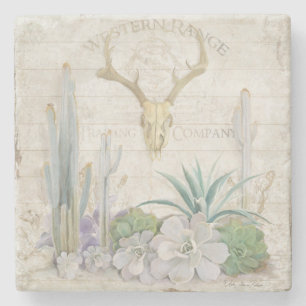 Western Range Desert Zuidwest Deer Antler Skull Stenen Onderzetter