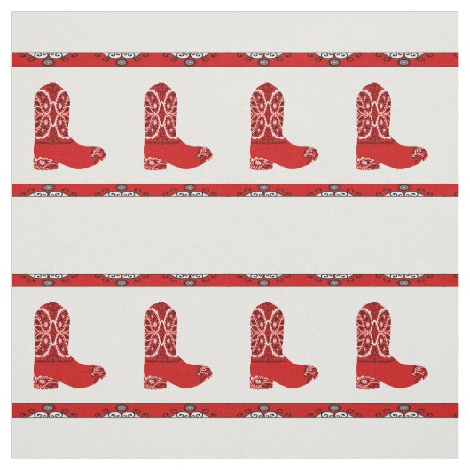 Western Red Bandana Cowboy Boot Fabric Stof (Swatch)