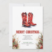Western red cowboy boots Christmas greeting Feestdagenkaart (Voorkant)
