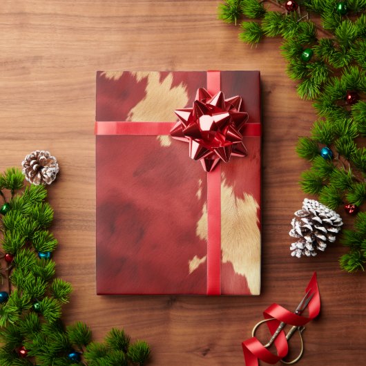 Western Red Cream Koeienhuid Animal Cadeaupapier (Feestdagen Geschenken)