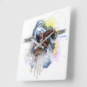 Western Reining Sliding Stop Equestrian Gift Wall Vierkante Klok (Hoek)