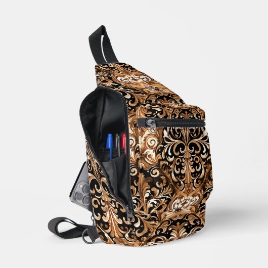 Western reliëfontwerp van lederlook sling bag (Open)