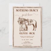 Western Retro Funky Hand Drawn Photo Wedding Kaart (Voorkant)