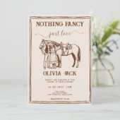 Western Retro Funky Hand Drawn Photo Wedding Kaart (Staand voorkant)