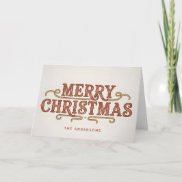 Western Retro Script Merry Christmas Feestdagen Kaart