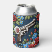 Western Revolver Pistool  Rozen Bloemen Blikjeskoeler (Blikje Voorkant)