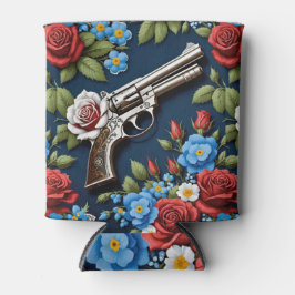 Western Revolver Pistool Rozen Bloemen Blikjeskoeler