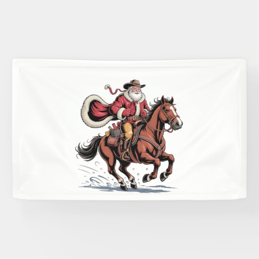 Western Riding Rodeo Horse Cowboy Santa Christmas Spandoek (Horizontaal)