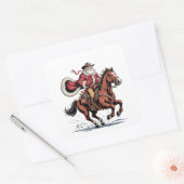 Western Riding Rodeo Horse Cowboy Santa Christmas Vierkante Sticker (Envelop)