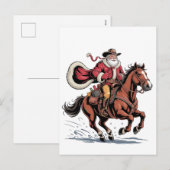 Western Rijden Rodeo Paard Cowboy Santa Christmas Feestdagenkaart (Voorkant / Achterkant)