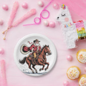 Western Rijden Rodeo Paard Cowboy Santa Christmas Papieren Bordje (Feest)