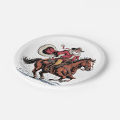 Western Rijden Rodeo Paard Cowboy Santa Christmas Papieren Bordje (Gekanteld)
