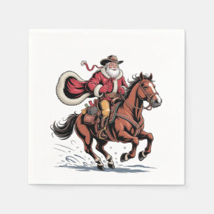 Western Rijden Rodeo Paard Cowboy Santa Christmas Servet