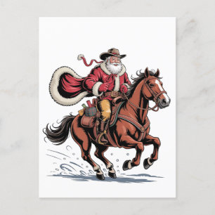 Western Rijden Rodeo Paard Cowboy Santa Christmas Uitnodiging Briefkaart