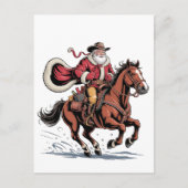 Western Rijden Rodeo Paard Cowboy Santa Christmas Uitnodiging Briefkaart (Voorkant)