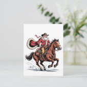 Western Rijden Rodeo Paard Cowboy Santa Christmas Uitnodiging Briefkaart (Staand voorkant)