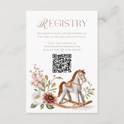 Western Rocking Horse Baby shower QR Code Registry Informatiekaartje (Voorkant)