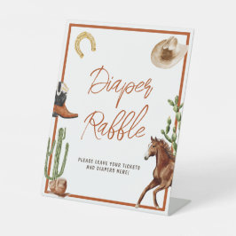 Western Rodeo Baby shower Luier Raffle Sign Reclamebord Met Voetstuk