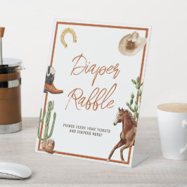 Western Rodeo Baby shower Luier Raffle Sign Reclamebord Met Voetstuk