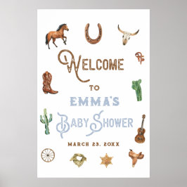 Western Rodeo Boy Baby shower Welkomstbord Poster