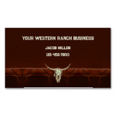Western Rodeo - Bruin Bull Skull Magnetisch Visitekaartje (Voorkant)