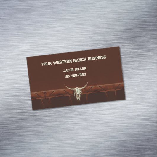 Western Rodeo - Bruin Bull Skull Magnetisch Visitekaartje (Voorbeeld)