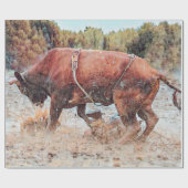 Western Rodeo Bull Land Cowboy  Rustic Cadeaupapier (Vlak)