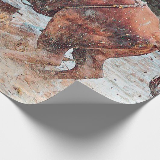 Western Rodeo Bull Land Cowboy  Rustic Cadeaupapier (Hoek)