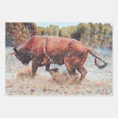 Western Rodeo Bull Land Cowboy  Rustic Inpakpapier Vel (Voorkant)