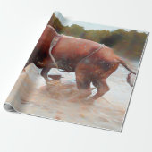 Western Rodeo Bull Land Rustic Cadeaupapier (Uitgerold)