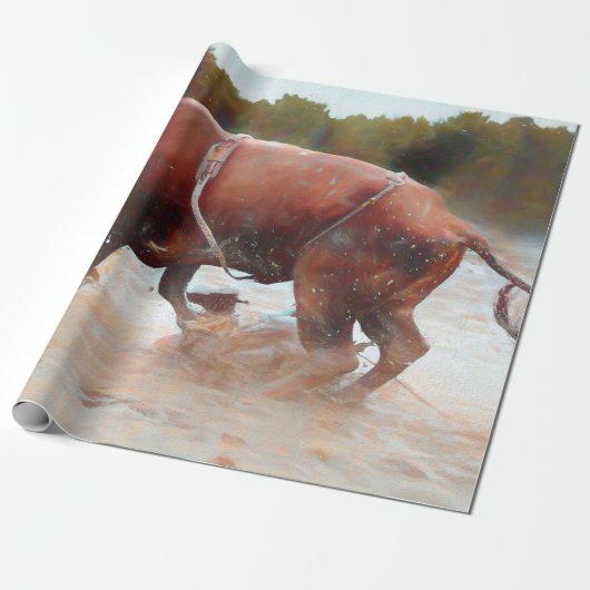 Western Rodeo Bull Land Rustic Cadeaupapier (Uitgerold)
