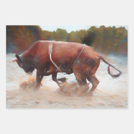 Western Rodeo Bull Land Rustic Inpakpapier Vel