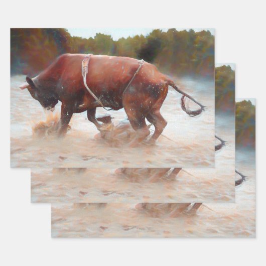 Western Rodeo Bull Land Rustic Inpakpapier Vel (Set)