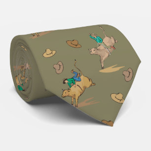 Western Rodeo Bull Riders And Cowboy Hats Necktie Stropdas