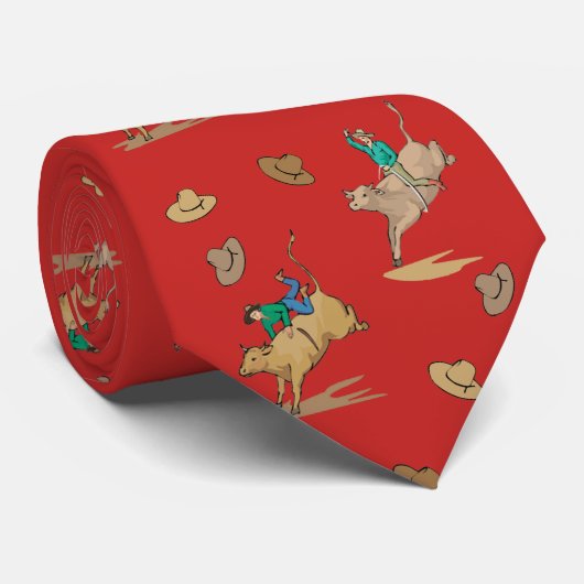 Western Rodeo Bull Riders And Cowboy Hats Necktie Stropdas (Opgerold)