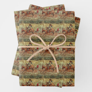 Western Rodeo Country Horse Riding Textern-patroon Inpakpapier Vel