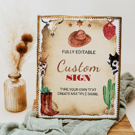 Western Rodeo Cowboy 1e Verjaardagsfeesttafelteken Poster