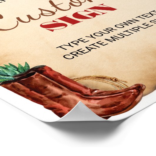 Western Rodeo Cowboy 1e Verjaardagsfeesttafelteken Poster (Hoek)