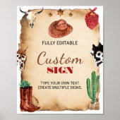 Western Rodeo Cowboy 1e Verjaardagsfeesttafelteken Poster (Voorkant)