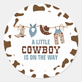 Western Rodeo Cowboy Baby Shower Ronde Sticker