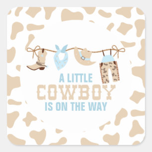 Western Rodeo Cowboy Baby Shower Vierkante Sticker