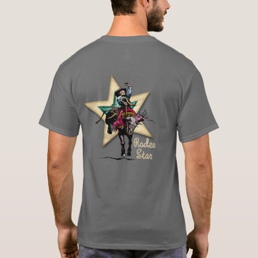 Western Rodeo Cowboy Bronc Rider T-shirt (Achterkant)