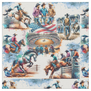 Western Rodeo Cowboy Bronc Riding Event Stof