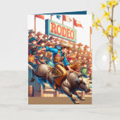 Western Rodeo Cowboy Bull Riding Custom Kaart (Gele Bloem)