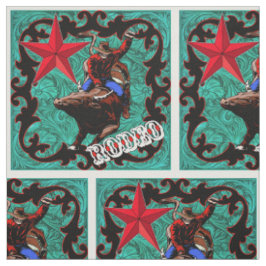 Western Rodeo Cowboy Bull Riding Faux Leather Stof