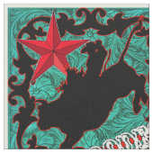 Western Rodeo Cowboy Bull Riding Faux Leather Stof (Close Up)