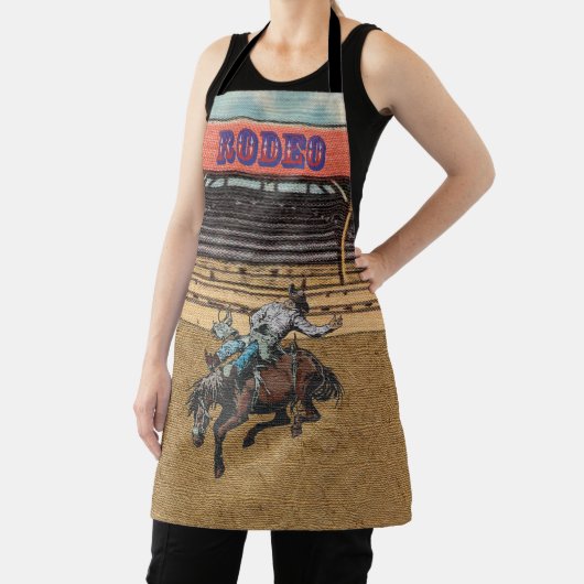Western Rodeo Cowboy Cowgirl Bronc Riding Apron Schort (Insitu)